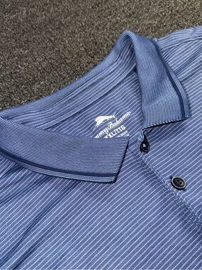 Tommy Bahama Navy and Light Blue Micro-Striped Polo